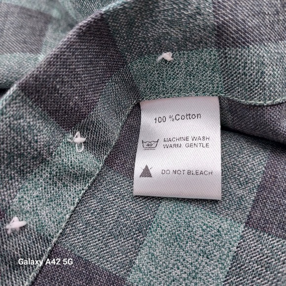 Ledbury Tailored Fit Shirt Mens 15 S Green Navy Buffalo Check Cotton - Picture 3 of 7